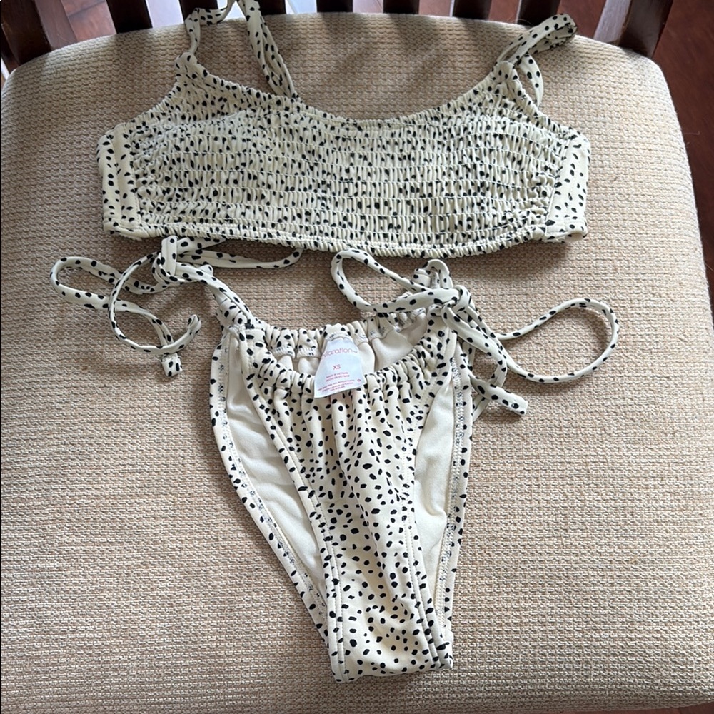 Xhilaration Cream and Black Spotted Bikini